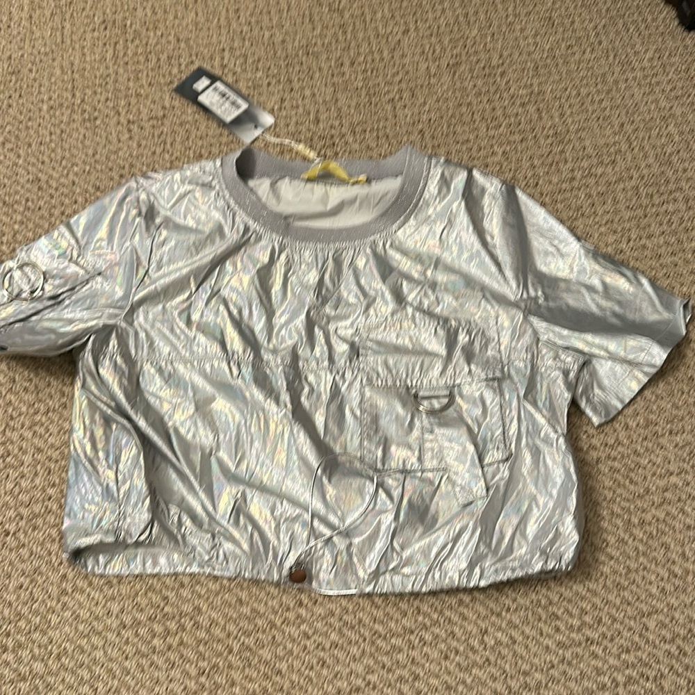 Crop metallic sliver hologram Lizette collection net